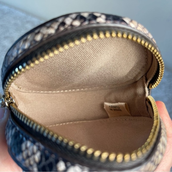 Cuyana small snake embossed leather zip around rounded Coin Pouch - Picture 7 of 9